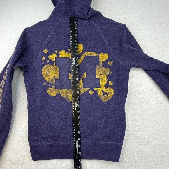 Victoria's Secret PINK Michigan Hoodie distressed Sweatshirt Size Large y2k - Picture 9 of 14